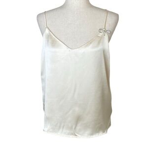 Rachel Zoe satin cami rhinestone bow accent top